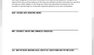 Image of the handout "Write your story"